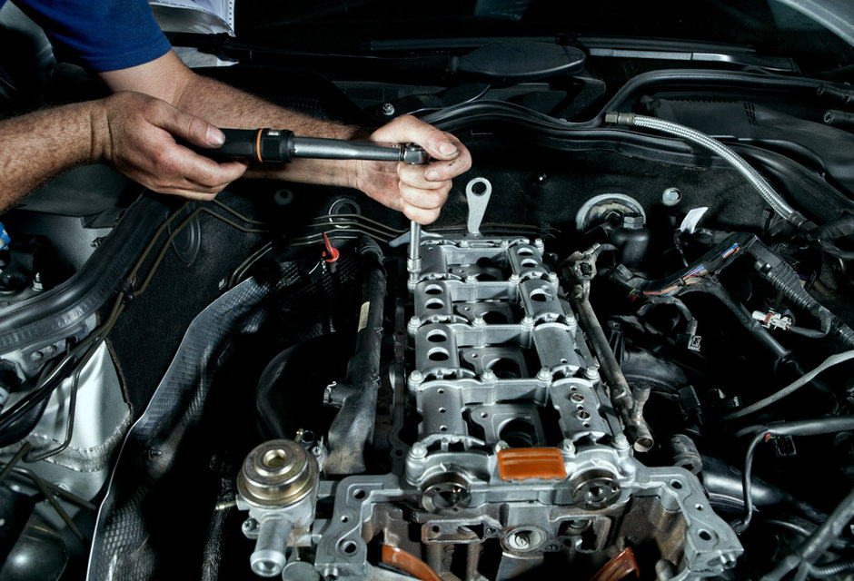 Mechanic working on a vehicle